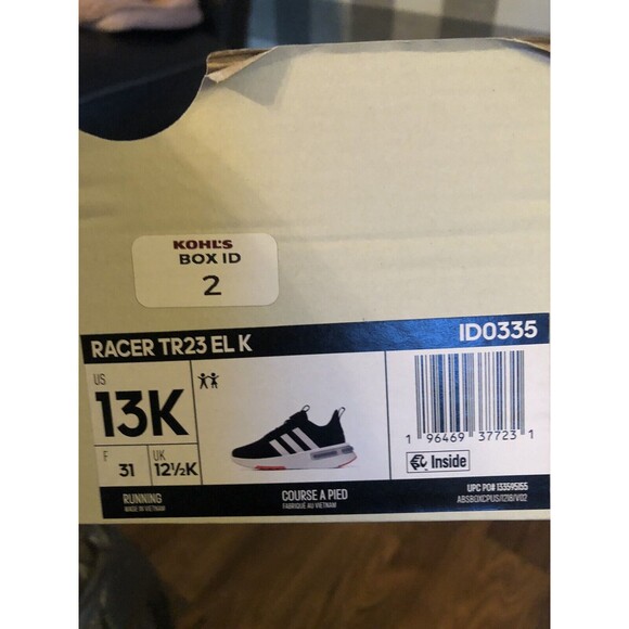 ADIDAS RACER TR21 K Boys Sz 13 K Big Boy Black/White/Ink Mesh Running Shoes - Picture 13 of 13